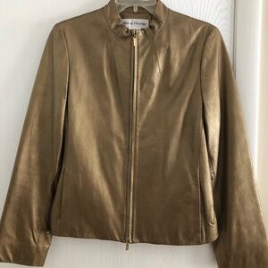 Rena Rowan Metallic Gold Leather Jacket